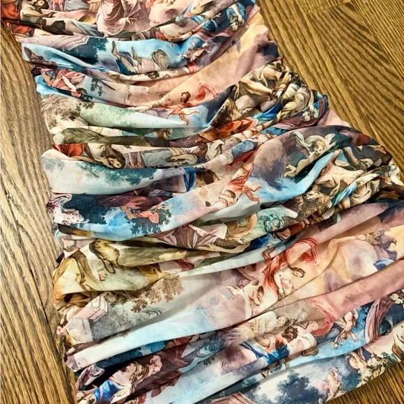 Artistic Print Ruched Dress - Picture 2 of 4